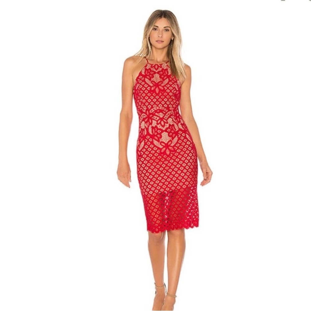Bardot Mila lace dress red XS X Small US4 sleeveless